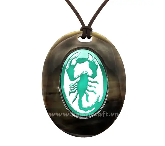Horn & Lacquer Pendant 20019, handmade buffalo horn jewelry