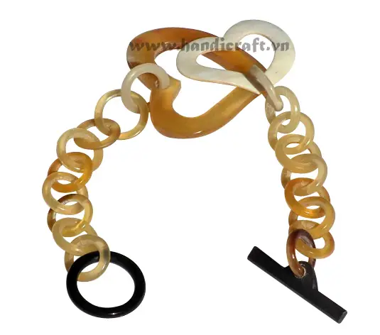 Horn Circle Bangle Bracelet with Heart Shape HD00049, handmade buffalo horn jewelry