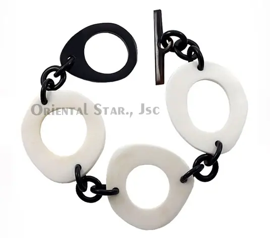 Bone & Horn Circle Bangle Bracelet HD00096, handmade buffalo horn jewelry