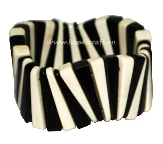 Black Horn & Bone Bangle Bracelet HD00155, handmade buffalo horn jewelry