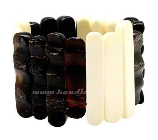 Black Horn & Bone Bangle Bracelet HD00190, handmade buffalo horn jewelry
