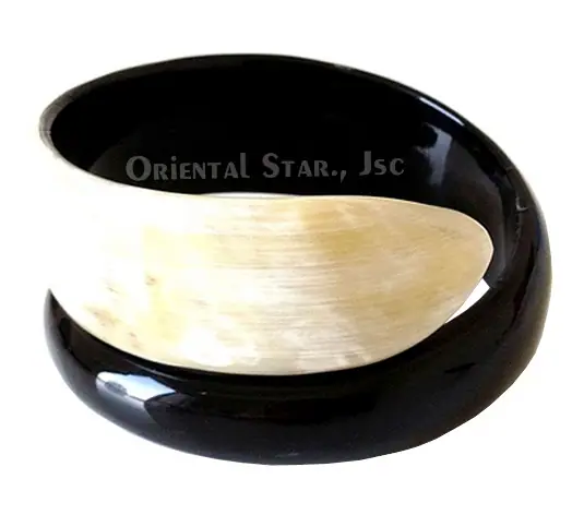 Natural Rolling Horn & Lacquer Bangle Bracelet HD00225, handmade buffalo horn jewelry