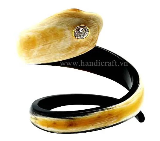 Natural Rolling Horn Bangle Bracelet with Precious Stone HD00229, handmade buffalo horn jewelry