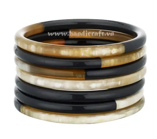 Horn & Lacquer Bangle Bracelet Set HD00277, handmade buffalo horn jewelry