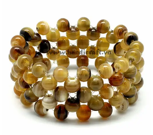 Horn Beaded Bangle Bracelet HD00370, handmade buffalo horn jewelry