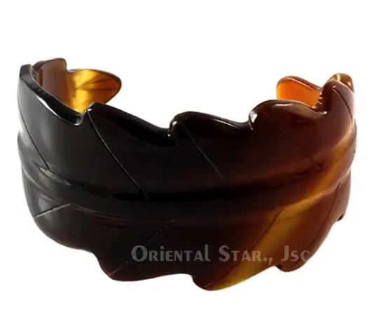 Natural Horn Leave Shape Carved Cuff Bracelet HD00429, handmade buffalo horn jewelry