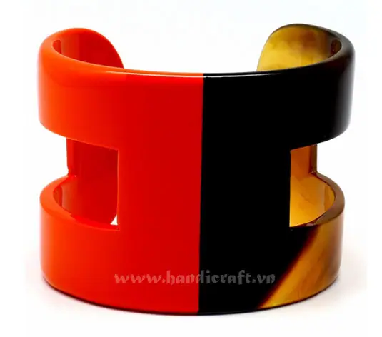 Horn & Red Lacquer Cuff Bracelet HD00480, handmade buffalo horn jewelry