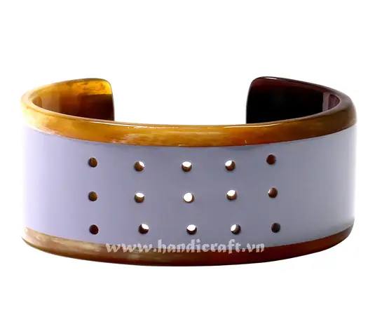 Horn & Purple Lacquer Cuff Bracelet HD00483, handmade buffalo horn jewelry