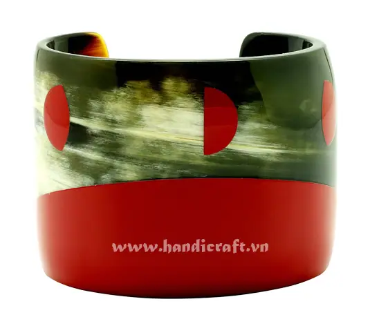 Dark Horn & Lacquer Cuff Bracelet HD00484, handmade buffalo horn jewelry