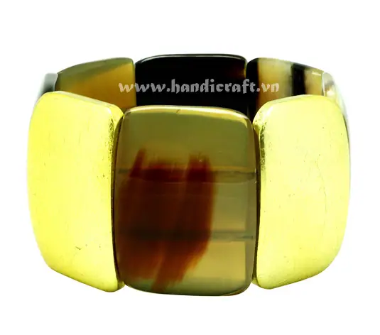 Horn & Gold Lacquer Bangle Bracelet HD00485, handmade buffalo horn jewelry
