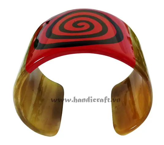 Cuff Horn Bracelet with Lacquer HD00502, handmade buffalo horn jewelry