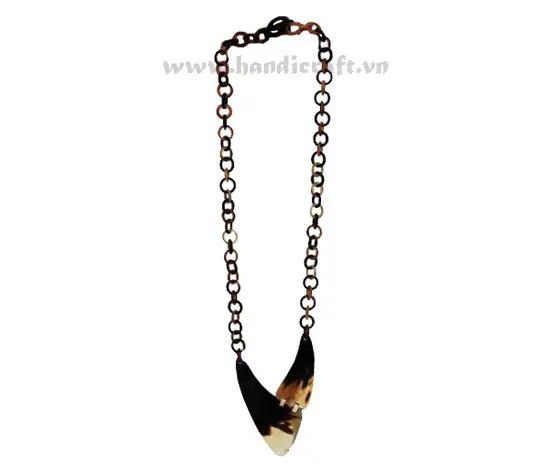 Black Horn Chain with Large Pendant HD10001, handmade buffalo horn jewelry