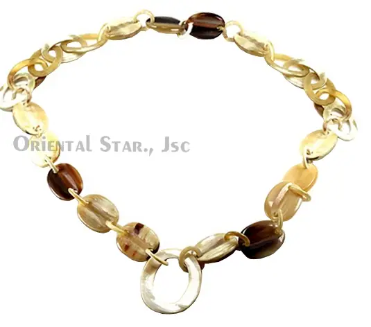 Natural Oval Horn Links HD10040, handmade buffalo horn jewelry