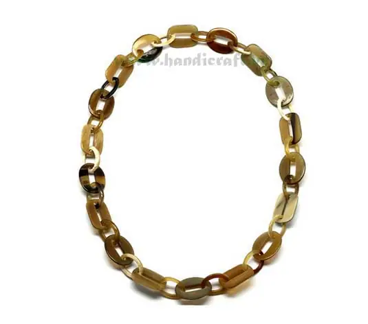 Oval & Round Horn Chain HD10067, handmade buffalo horn jewelry