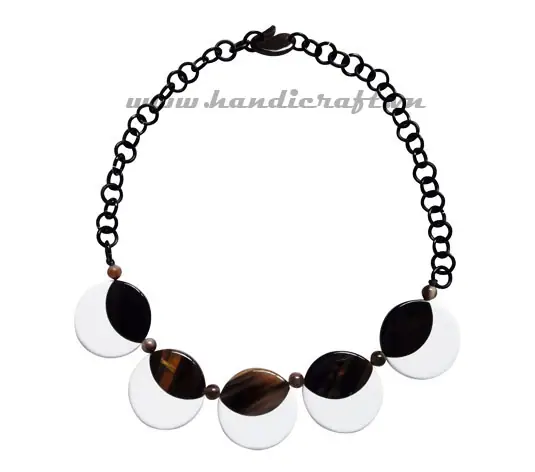 Dark Horn with White Lacquer HD10075, handmade buffalo horn jewelry