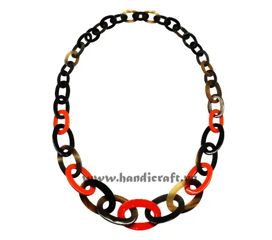 Oval Horn with Red Lacquer HD10089, handmade buffalo horn jewelry