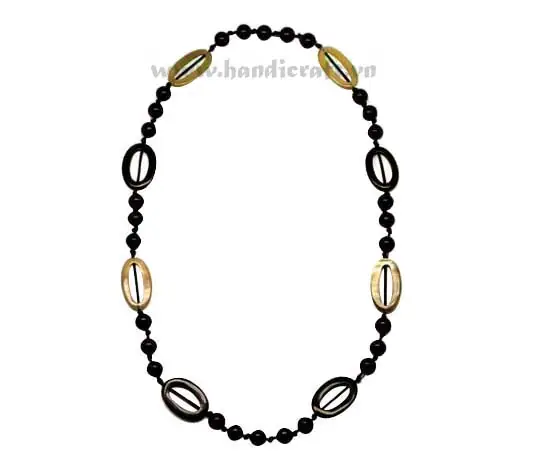Black Beaded & Oval Horn Links HD10101, handmade buffalo horn jewelry