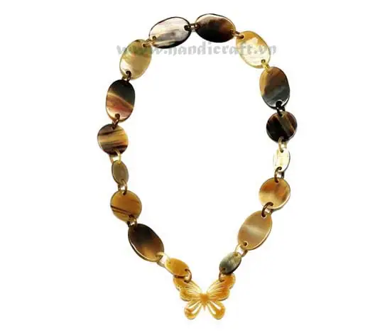 Round & Oval Horn with Butter Fly Pendant HD10102, handmade buffalo horn jewelry