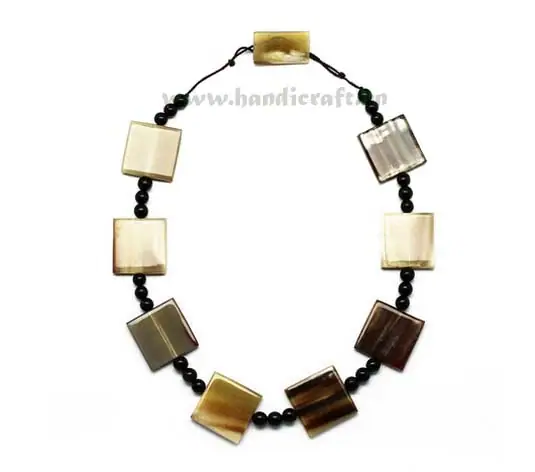 Square Horn with Beads HD10112, handmade buffalo horn jewelry