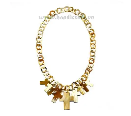 Round Horn Links with Crosses HD10140, handmade buffalo horn jewelry