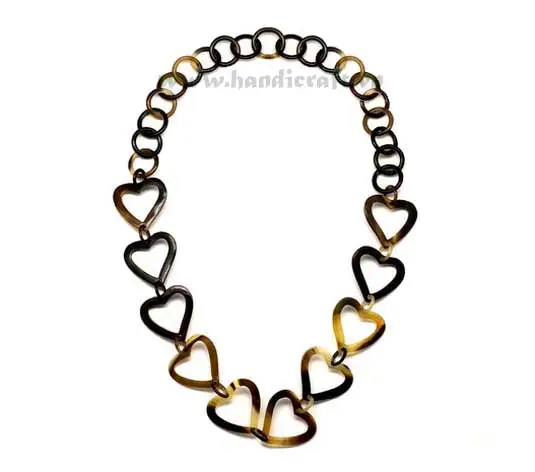 Round Horn Links with Heart Shapes HD10144, handmade buffalo horn jewelry