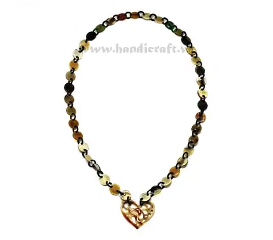 Round Horn with Heart Pendant HD10153, handmade buffalo horn jewelry