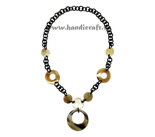 Black Horn Links with Large Circles HD10154, handmade buffalo horn jewelry