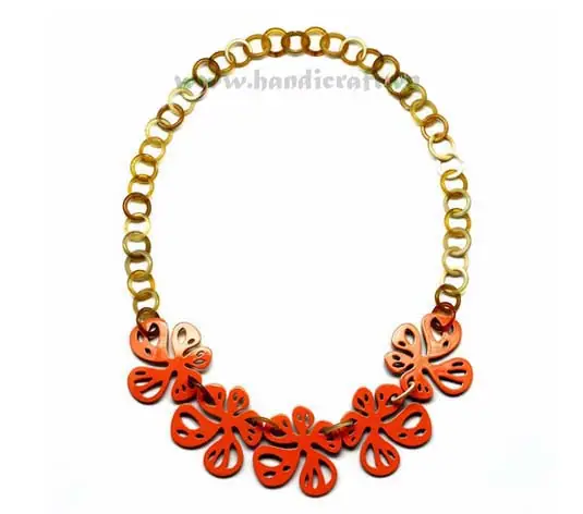 Horn Links with Red Lacquer Flamboyant HD10167, handmade buffalo horn jewelry