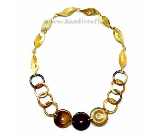 Curve & Circle Horn Links with Round Pendant HD10177, handmade buffalo horn jewelry