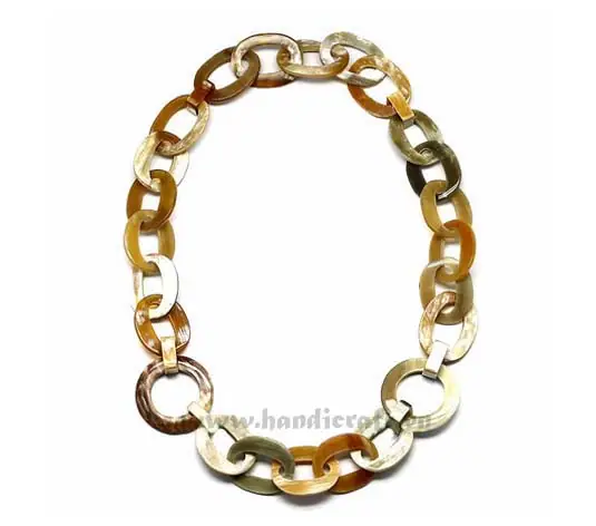Oval & Round Horn Necklace HD10197, handmade buffalo horn jewelry