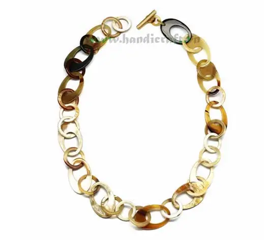 Oval & Round Horn HD10201, handmade buffalo horn jewelry