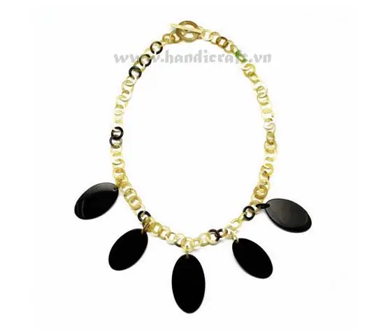 Small Round Horn Link with Oval Pendants HD10214, handmade buffalo horn jewelry