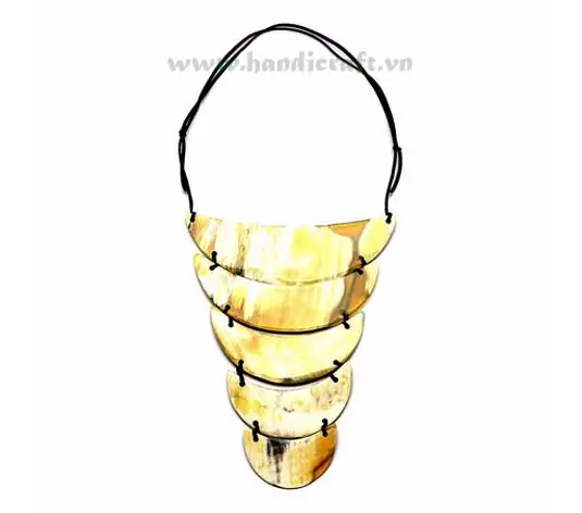 Five Large Horn Layers with Faux Leather Strand HD10220, handmade buffalo horn jewelry