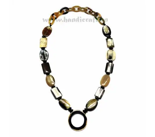Solid Horn with Round Pendant HD10225, handmade buffalo horn jewelry