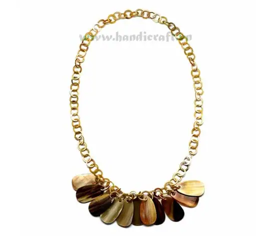 Small Round Horn Links with Oval Horn Sling HD10251, handmade buffalo horn jewelry