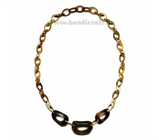 Small Oval Horn Link with Three Dark Horn Pendant HD10252, handmade buffalo horn jewelry
