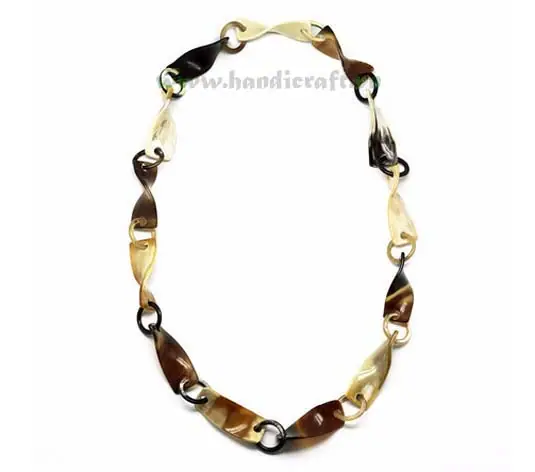 Rectangular Curve Horn Chain HD10267, handmade buffalo horn jewelry