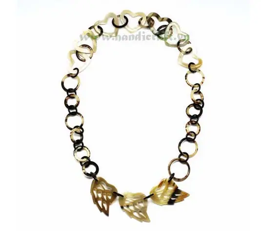 Round & Heart Horn Link with Leave Pendant HD10268, handmade buffalo horn jewelry