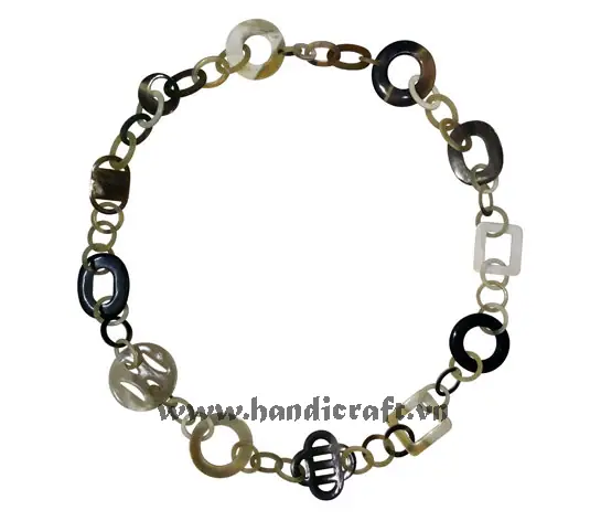 Circle & Flowers Horn Necklace HD10271, handmade buffalo horn jewelry