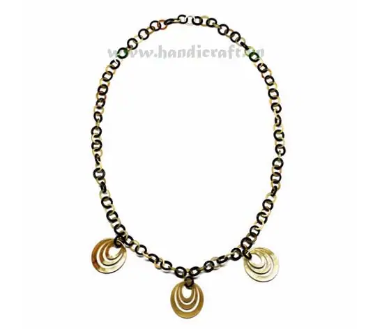 Small Horn Links with Large Triple Pendant HD10277, handmade buffalo horn jewelry