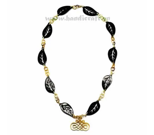 Horn Leave with Small Circles HD10278, handmade buffalo horn jewelry