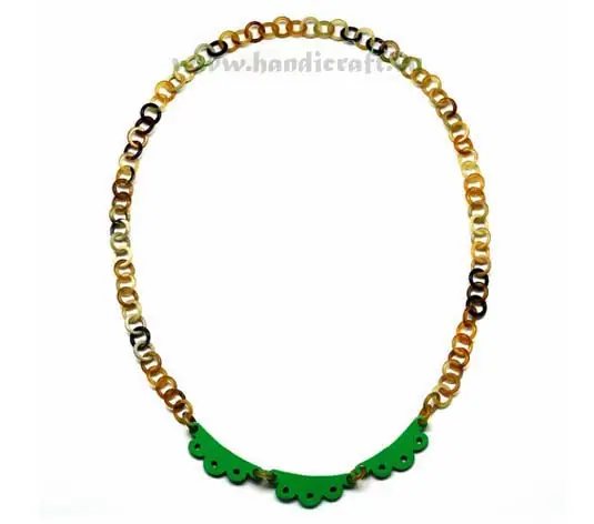 Small Horn Link with Green Lacquer HD10282, handmade buffalo horn jewelry