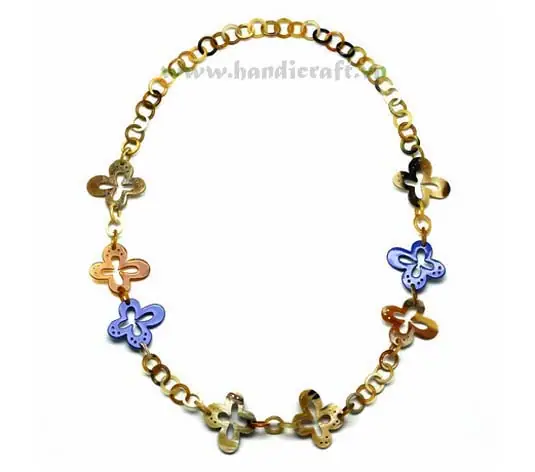 Small Horn Links with Purple Flowers HD10283, handmade buffalo horn jewelry