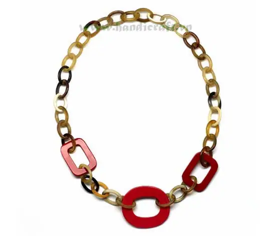 Oval Horn with Three Lacquer Pendants HD10289, handmade buffalo horn jewelry