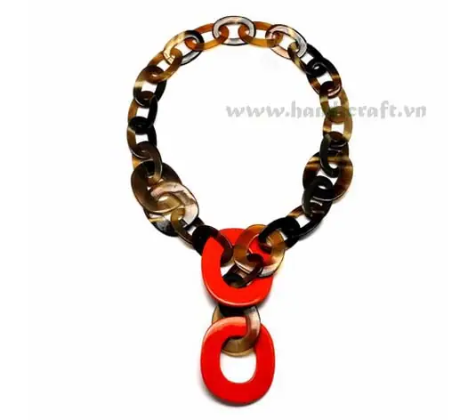 Natural Horn & Red Lacquer Necklace HD10295, handmade buffalo horn jewelry