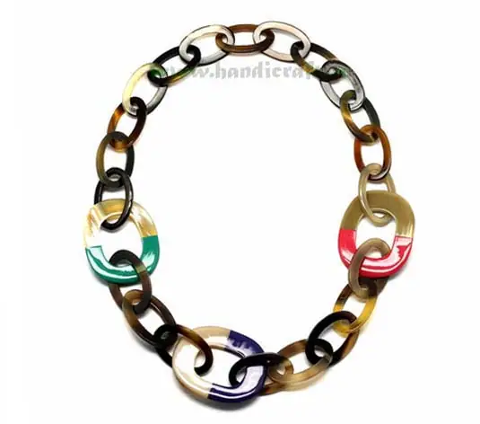 Oval Horn & Lacquer HD10297, handmade buffalo horn jewelry