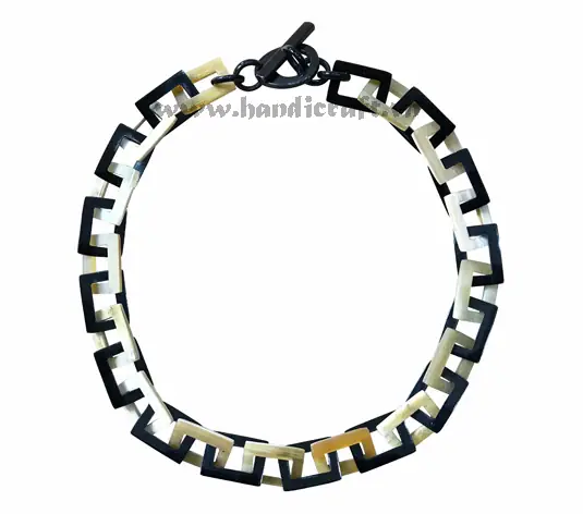 Rectangular Horn & Bone Necklace HD10304, handmade buffalo horn jewelry