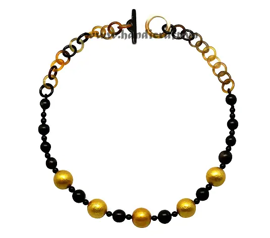 Round Circles & Beaded Horn Necklace HD10338, handmade buffalo horn jewelry