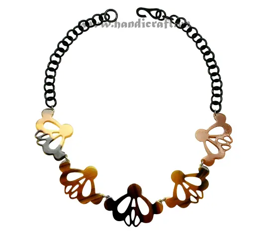Buffalo Horn Circles with Cicada Pendant Necklace HD10339, handmade buffalo horn jewelry