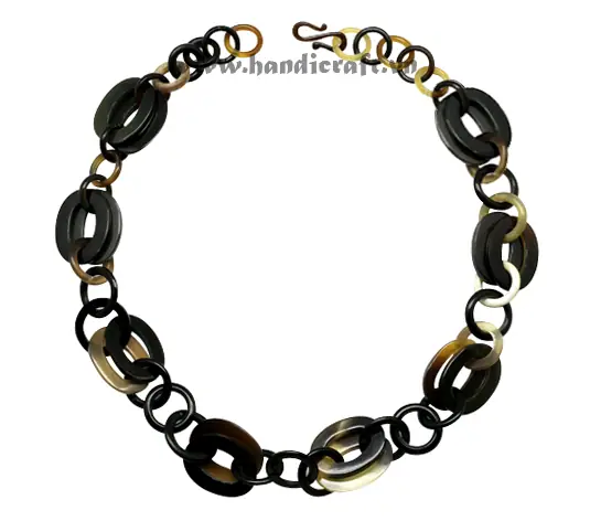 Double Oval Horn Link Necklace HD10340, handmade buffalo horn jewelry